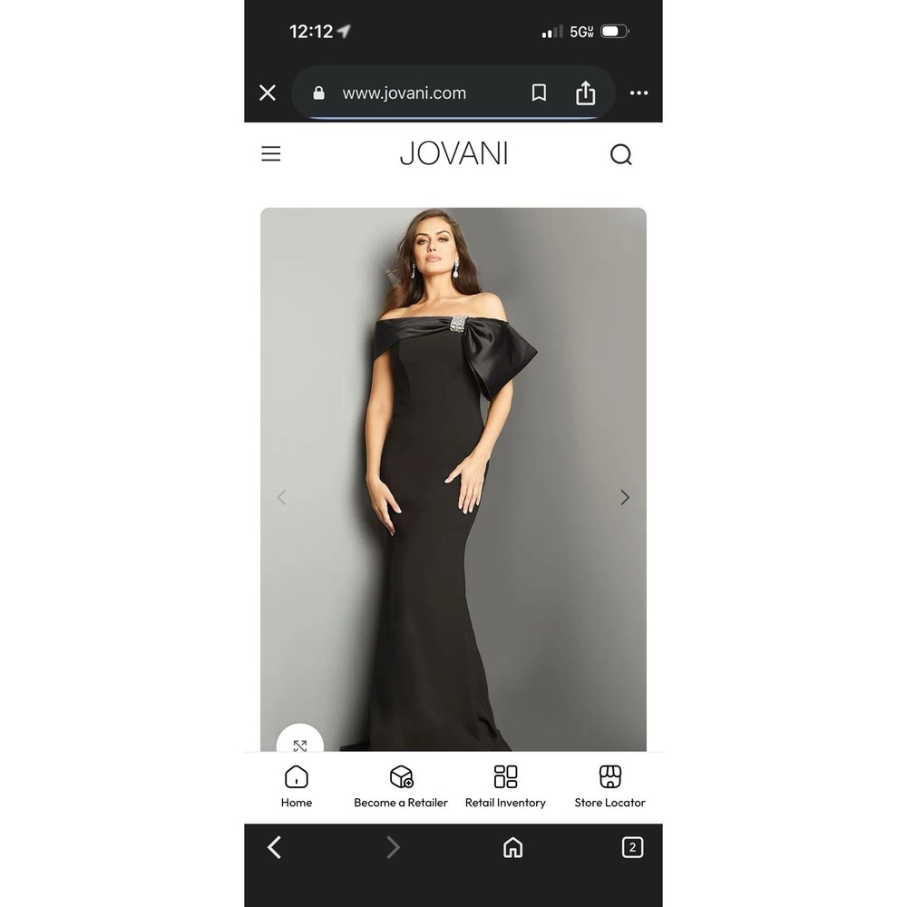 Jovani Gown Style 07014 Black Fitted Evening Dress Mother-of-Bride Prom Size 18